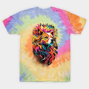 Beautiful Dog Head With Vivid Colourful Hair T-Shirt